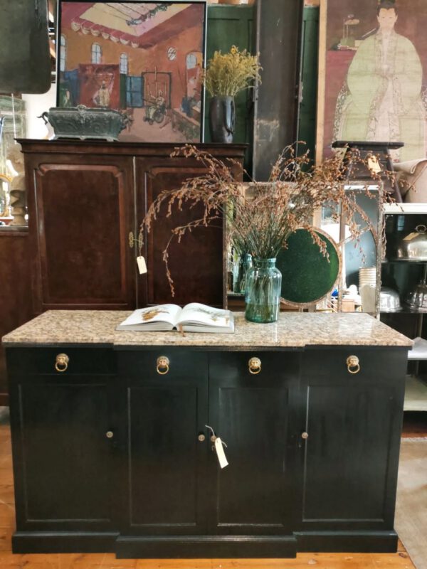Ebonised 4-Drawer and 4-Door Server with Granite Top