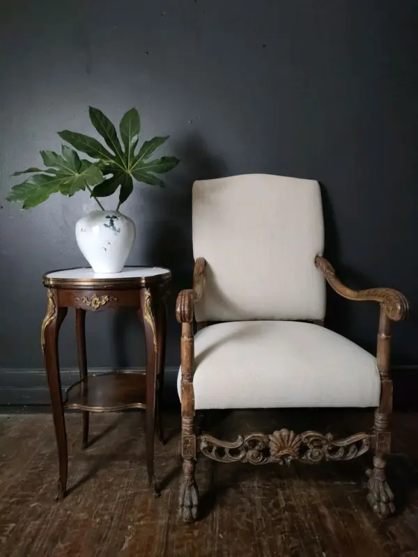 Linen Covered ‘Os de Mouton’ Chair