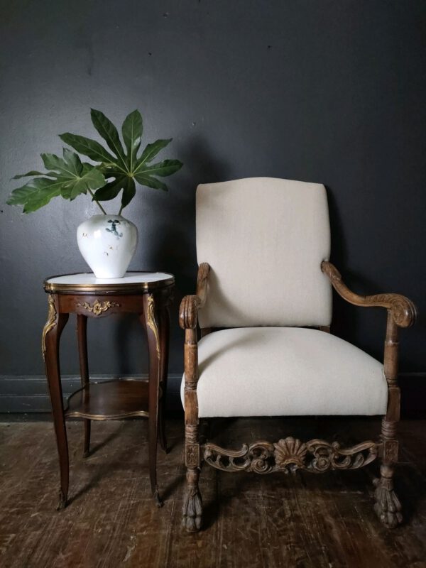 Linen Covered ‘Os de Mouton’ Chair