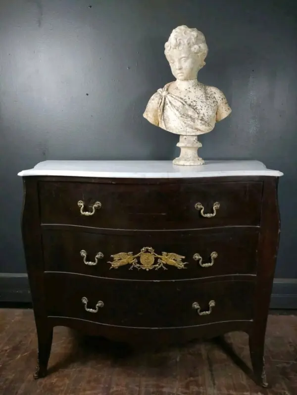 Bow-Fronted Chest of Drawers with Marble Top