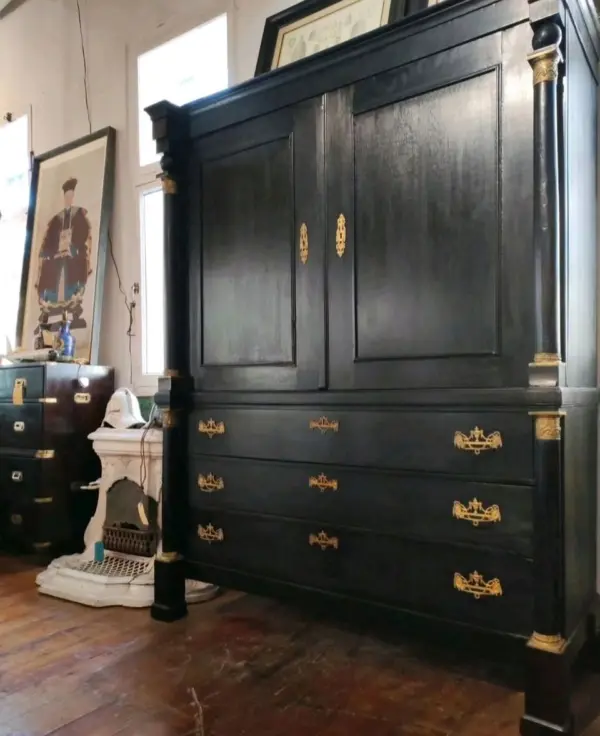 Ebonized Louis Phillipe Linen Cupboard