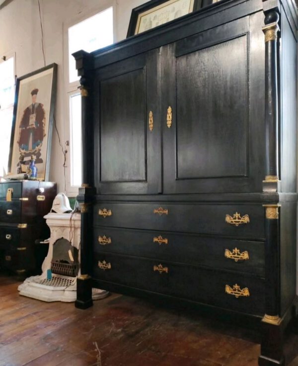 Ebonized Louis Phillipe Linen Cupboard
