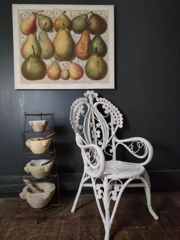 Vintage White Rattan Peacock Chair