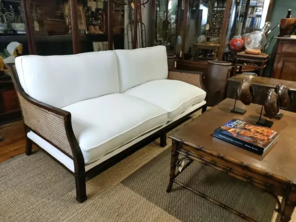 Newly Upholstered Wicker Settee