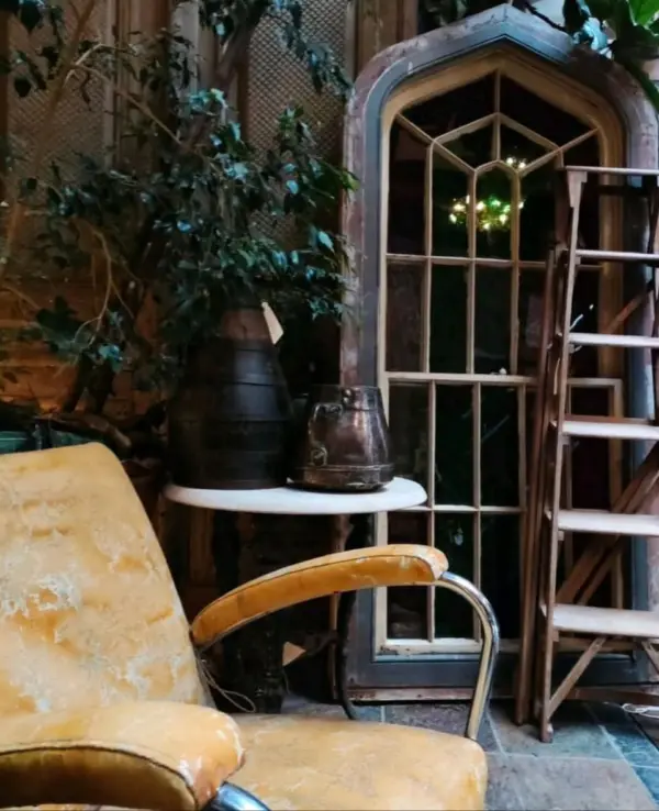 Large Wooden Argentinian Door and Eclectic Collection of Decorative Items