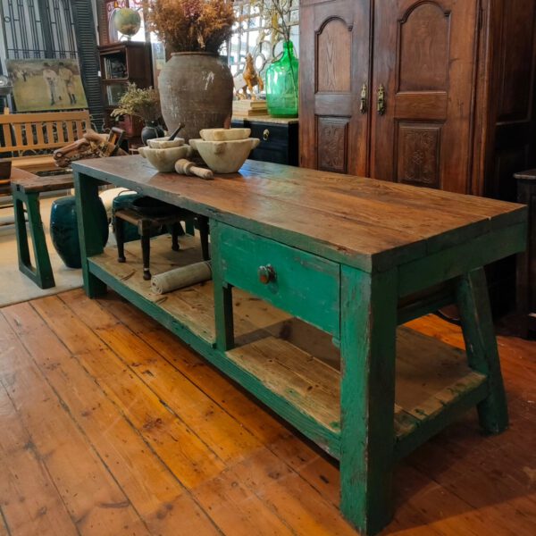 Green Wooden Workbench