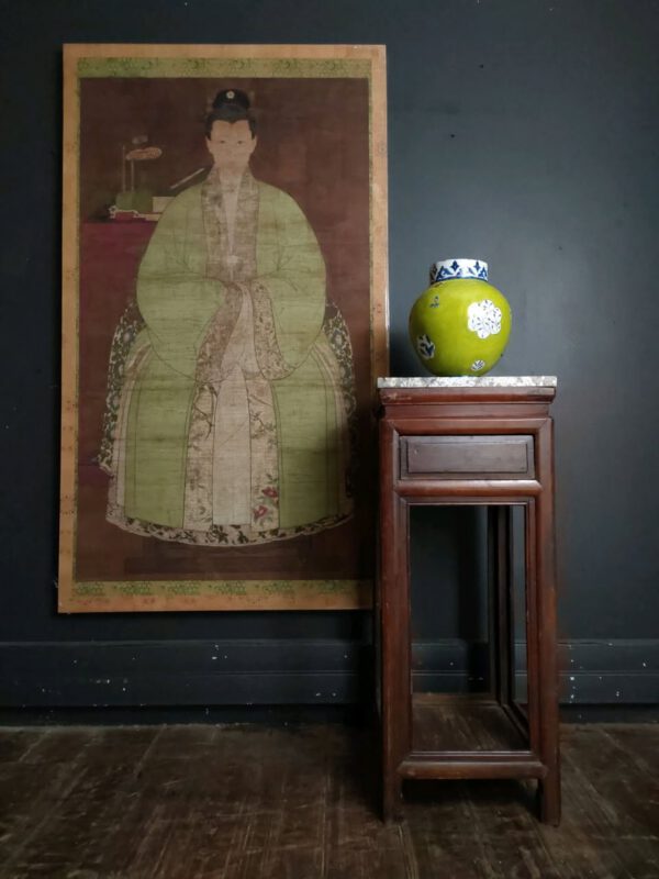 Tall Side Table with Marble Top