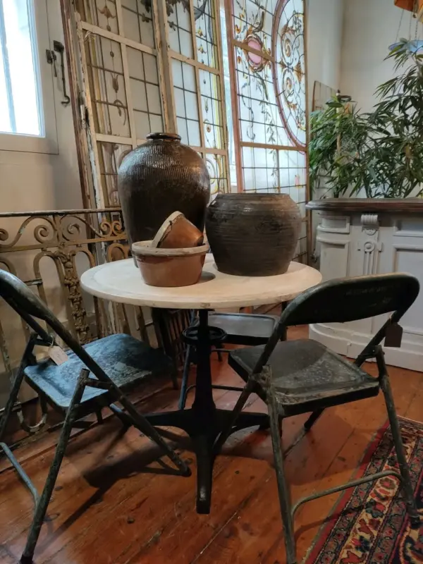Adjustable Metal Pub Table With Marble Top