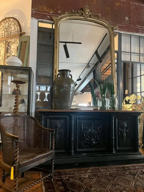 Antique Black Painted Sideboard