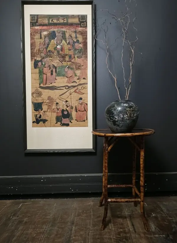 Chinese Watercolour Scroll Depicting a Daoist Court Scene
