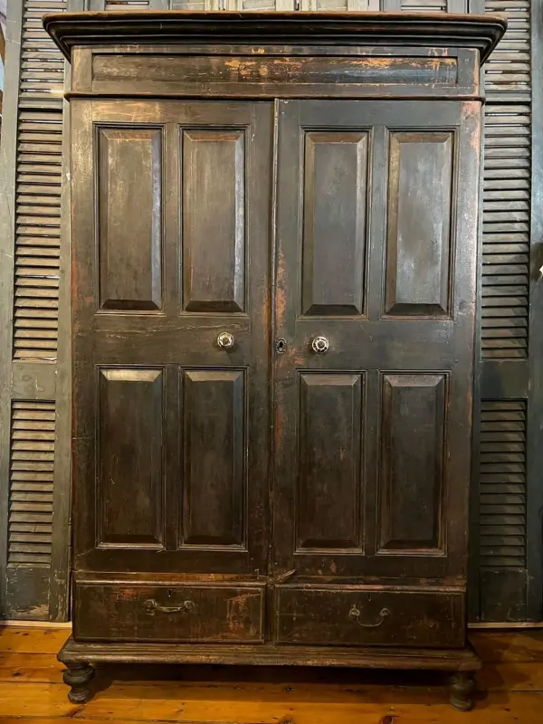 Narrow Black Teak Cabinet