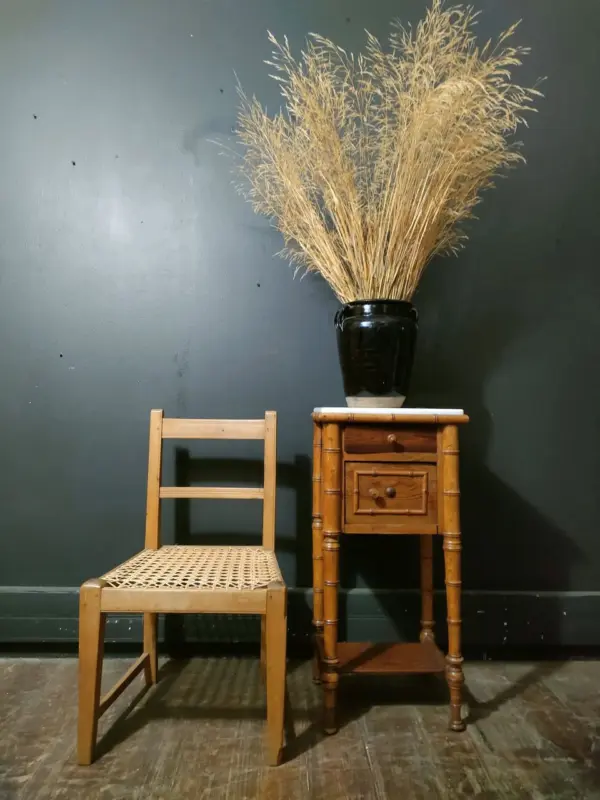 French Pine Faux Bamboo Nightstand