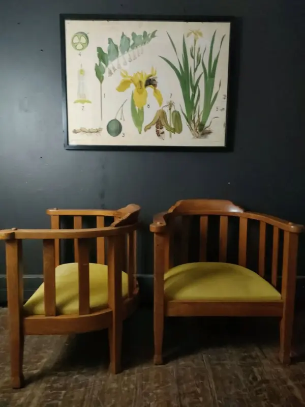 Art Nouveau Style Vintage Barrel-Back Spindle Armchairs