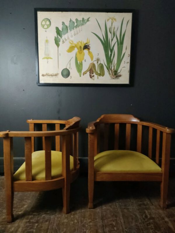 Art Nouveau Style Vintage Barrel-Back Spindle Armchairs