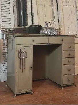 Argentinian Art Deco Metal Desk / Home Drinks Cabinet