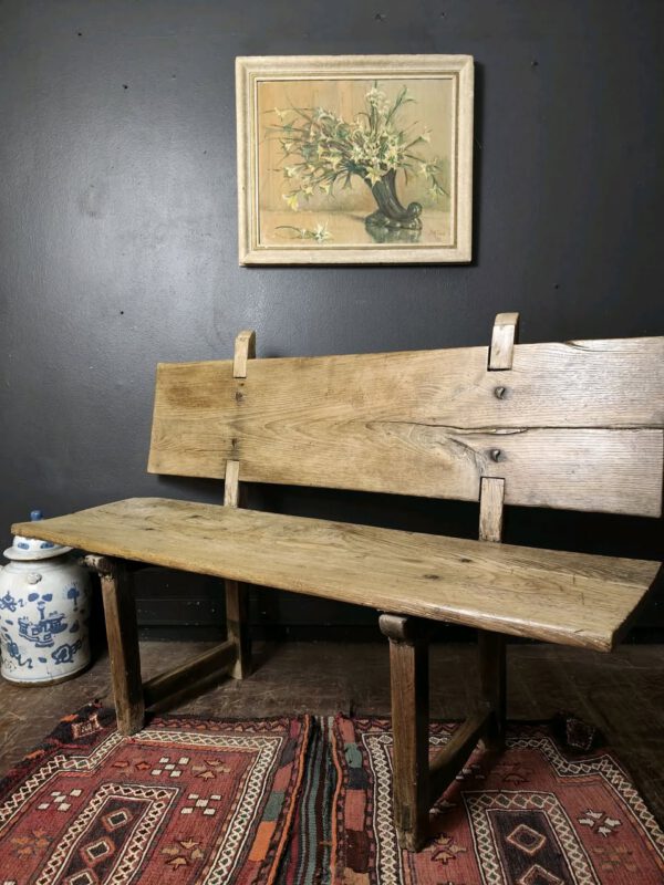 Primitive Spanish Handmade Wooden Bench