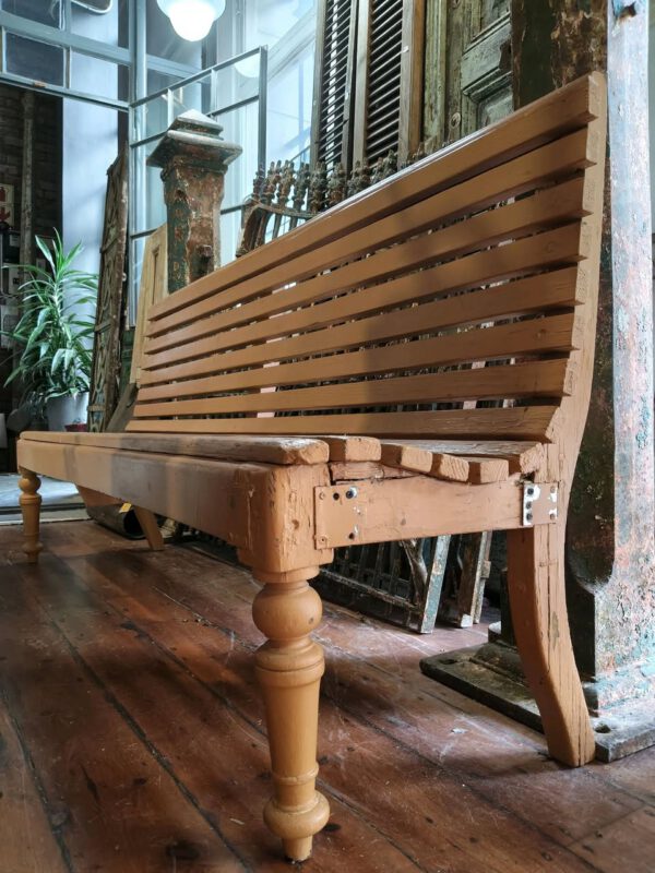 Vintage Solid Wood Slatted Bench