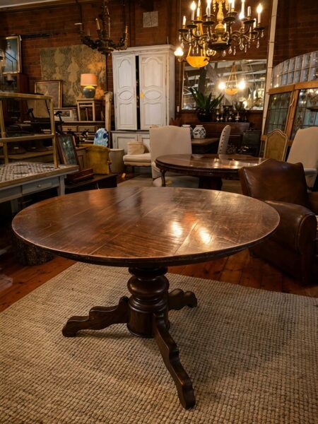 Antique Rustic Round Oak Dining Table