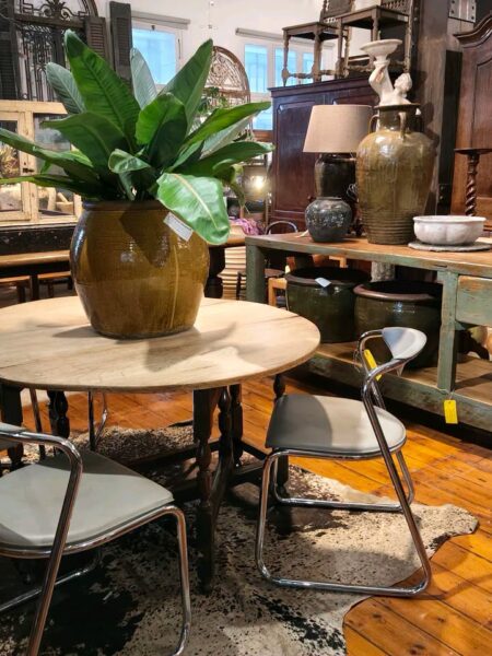 Drop-Leaf Table and Chrome Chairs