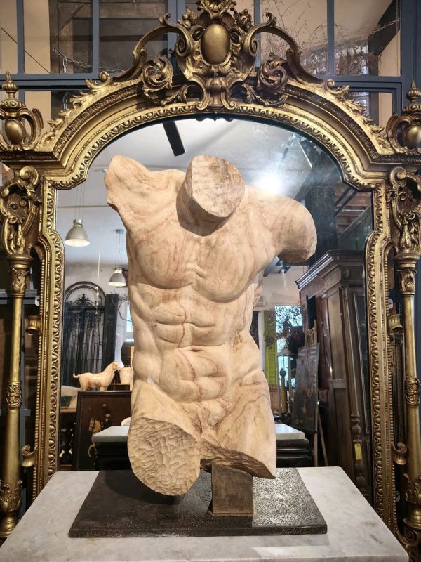 Hand-Carved Camphor Wood Torso