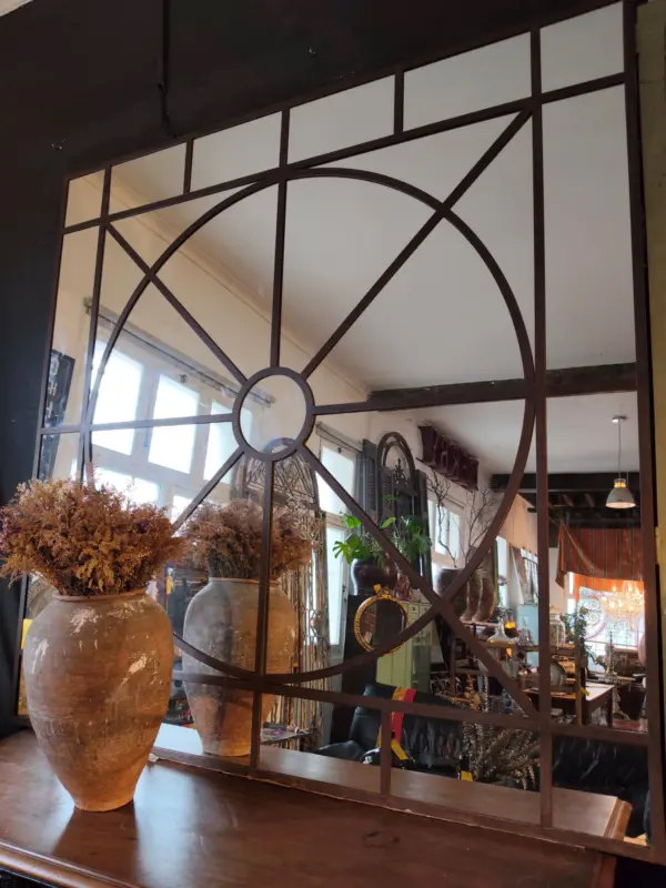 Industrial style aged metal mirror